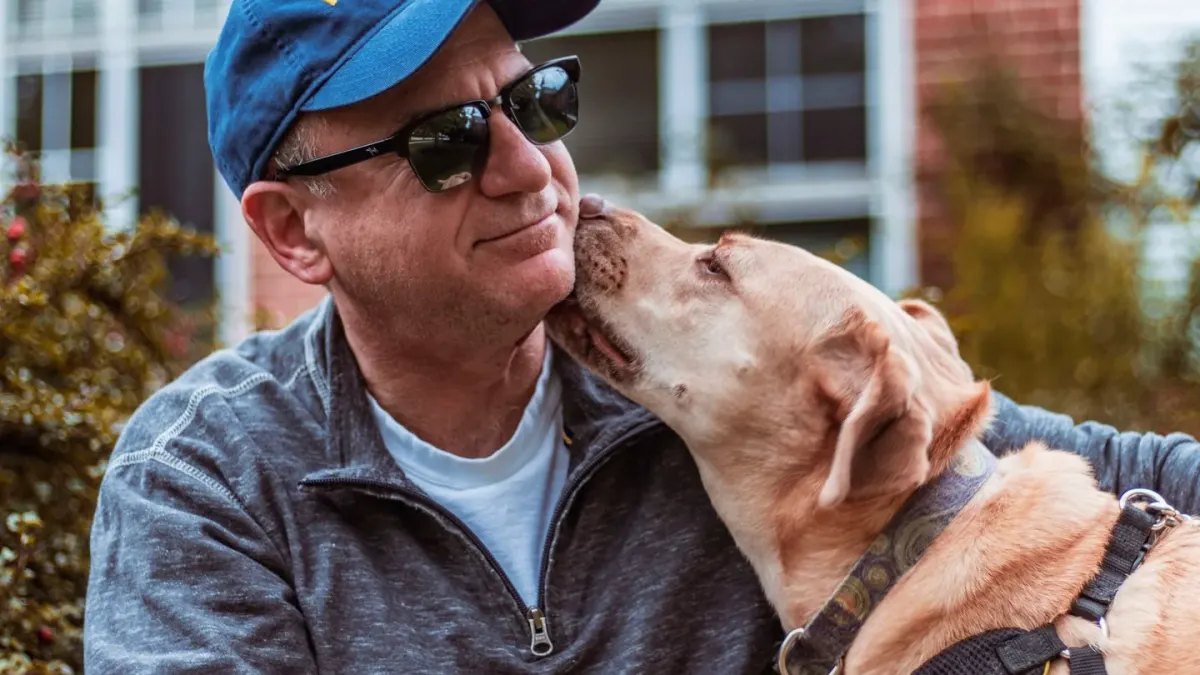 Dog greeting an owner