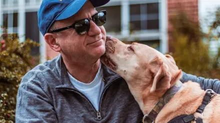 Dog greeting an owner