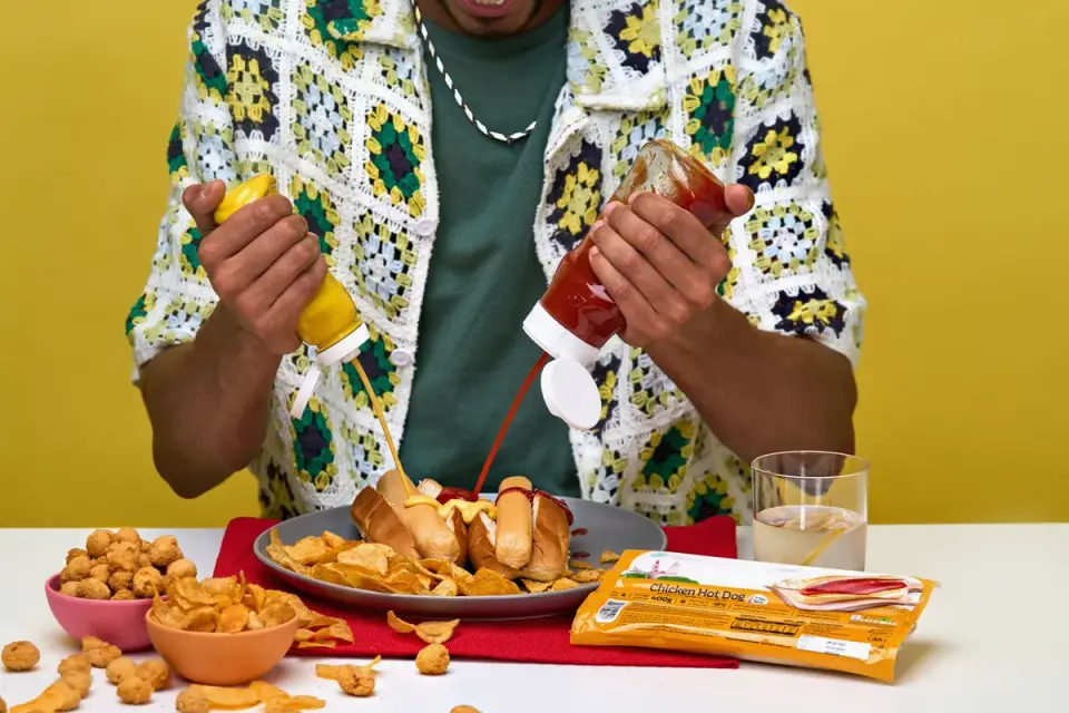 Dog owner preparing a meal